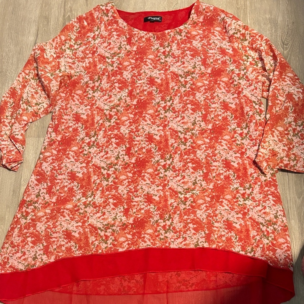 Papa Floral Red Blouse